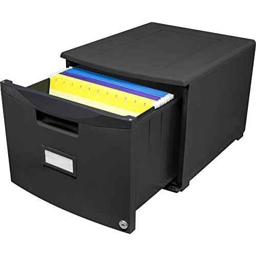 Storex Plastic 1-Drawer Mobile File Cabinet, Letter/Legal, Black (61265A01C)