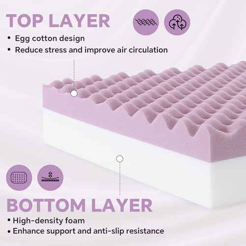 BALAPET Double-Layer Egg Foam Crate Pad, High-Density Foam Support Egg Chair Cushion to Relieve Back, Seat Cushion Chair Accessories Pad for Office Recliner Wheelchair Home Car(18x16x5in)