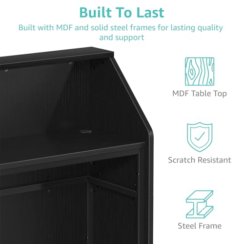 IGERI Small Black Reception Desk with Counter, 31.5in x 15.7in, 43.3in H - Front Desk for Salon/Office (Black)