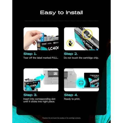 Compatible LC406 LC406XL Ink Cartridges Replacement for Brother LC406 XL LC 406 Ink Cartridge Compatible with MFC-J4335DW MFC-J5855DW MFC-J4535DW MFC-J6555DW MFC-J6955DW Printers -4 Pack(BK/C/M/Y)