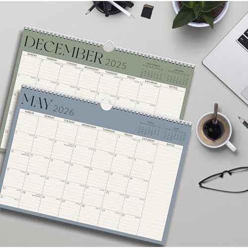 Calendar 2026, Monthly Wall Calendar, Runs Until Dec 2026, 14.5" x 11.5", Large Daily Blocks, Thick Paper, Easy-Flip Spiral Binding, Julian Dates Perfect for Home & Office Organization