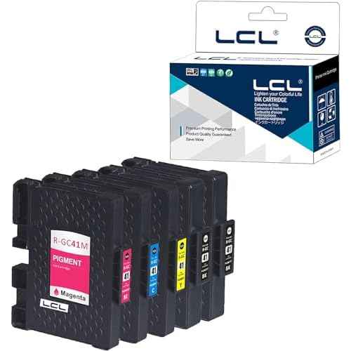 LCL Compatible Ink Cartridge Pigment Replacement for Ricoh GC-41 GC41 GC41K GC41C GC41M GC41Y 2100 2100N 2010L Aficio SG 3100SNW, Aficio SG K3100DN, Aficio SG 3110 (2Black Cyan Magenta Yellow 5-Pack)