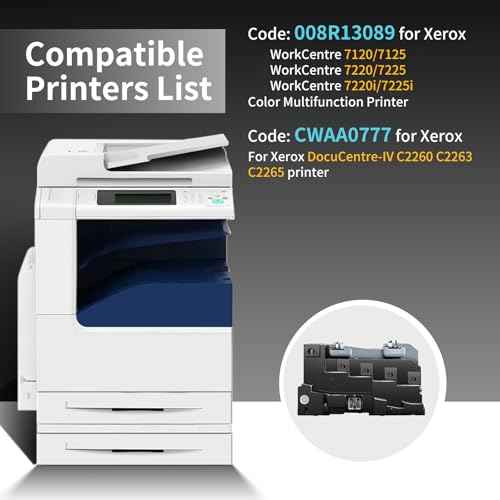 008R13089 Waste Toner Container Compatible for Xerox WorkCentre 7120 7125 7220 7225 7220i 7225i Series CWAA0777 DocuCentre-IV C2260 C2263 C2265 Printer High Capacity 33000 Pages 1 Black Pack
