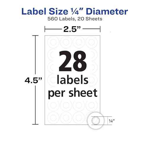 Avery Reinforcement Labels, 1/4" Diameter, Permanent Adhesive, White, Non-Printable, 560 Labels Per Pack, 36 Packs, 20,160 Page Reinforcement Stickers Total (6734)