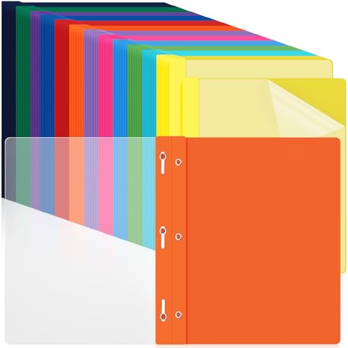 72 Pack Plastic Report Covers with 3 Prongs Presentation Folders Bulk, 100 Sheet Capacity, Clear Front Report Covers for Presentation Document Paper School Office Supplies (Colorful)