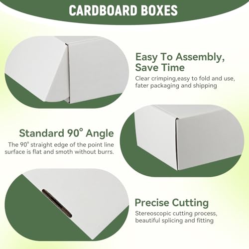 12"x9"x3" Shipping Boxes Set of 1, White Corrugated Cardboard Box Literature Mailer