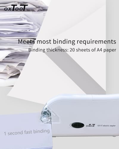 Electric Stapler with Dual Power USB or Battery, 20-Sheet Capacity, No. 10 Staples, White