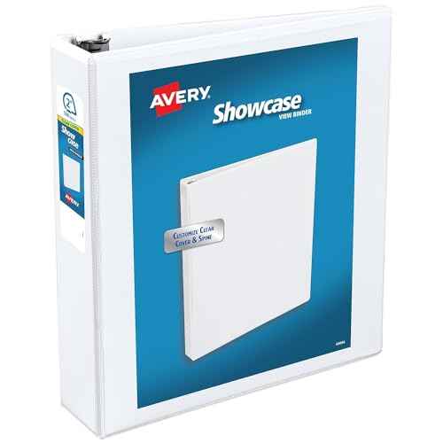 Avery Economy Showcase View 3 Ring Binder, 2 Inch Slant Rings, 1 White Binder (19701)