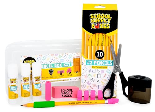 School Supply Box for Grades K-5 - 1 Box with Art & Writing Supplies