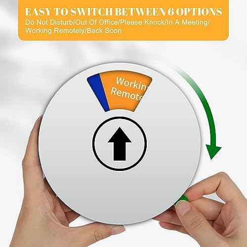 Office Door Sign- Do Not Disturb/Out of Office/Please Knock/In a Meeting/Working Remotely/Back Soon, Rotating Privacy Door Sign Conference, 6 Inch, Silver