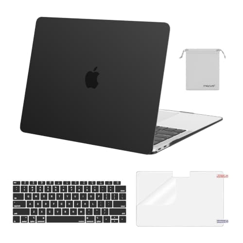 MOSISO Black Compatible with MacBook Air 13 inch M1 Case 2021 2020 2019 2018
