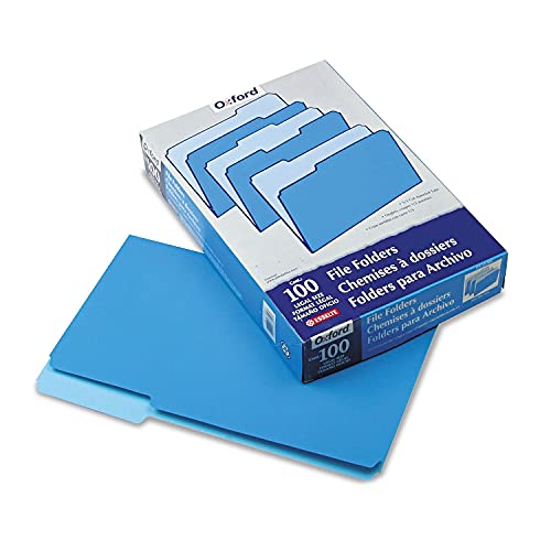 Pendaflex Two-Tone Color File Folders, Legal Size, Blue, 1/3 Cut, 100/BX (153 1/3 BLU)