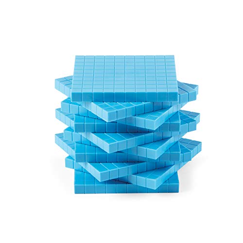 Blue Plastic Base Ten Blocks Set for Kids Math, Place Value & Counting