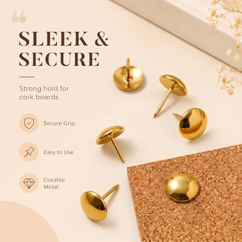 DZKZO Gold Thumb Tacks 480-Piece Set, Flat Push Pins for Bulletin Boards & Wall Displays