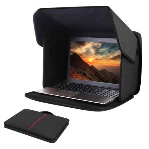Laptop Sun Shade for Working Outside - Foldable Sun Glare Shield & Privacy Hood for Outdoor Workers, Travel, Camping - Fits 15-16 inch Laptops(Patent Pending)