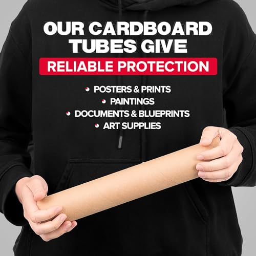Paclord Pack of 4 2x20 Inch Reinforced Kraft Mailing Tubes with Caps – Made in USA