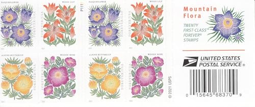 US First Class Forever Postage Stamps - Mountain Flora Wildflowers, 1 Book of 20