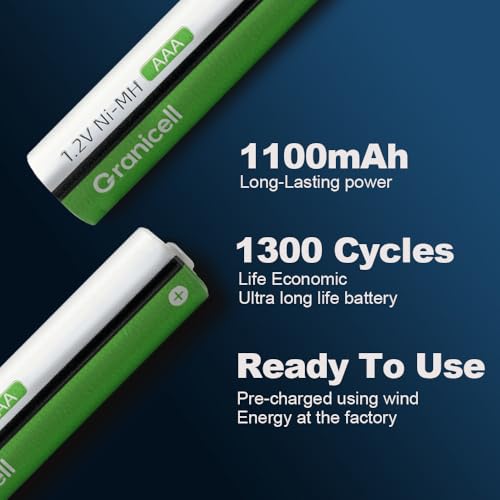 Granicell 24-Pack AAA NiMH Rechargeable Batteries - High Capacity 1100mAh, Long-Lasting Power, Pre-Charged Eco-Friendly