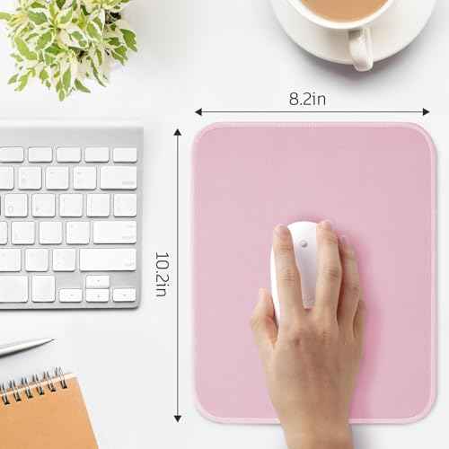 Pink Mouse Pad, Nice and Cute Mouse Pad, Splash-Proof Textured 10.2 x 8.2Inch, Stitched Edge Non-Slip Waterproof Rubber