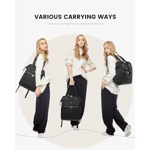 LOVEVOOK 17.3 Inch Laptop Backpack for Women, Large Capacity Travel Backpack with Organizer Bag, Waterproof Carry on Backpack Work Bag with USB Port, Teacher Nurse Backpack Purse, 2PCS, Black