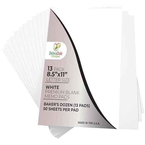 MADE IN USA ? Debra Dale Designs Memo Note Pads ? 8.5"x11" White Bond ? 13 Pads, 50 Sheets Each ? Office Desk Supplies