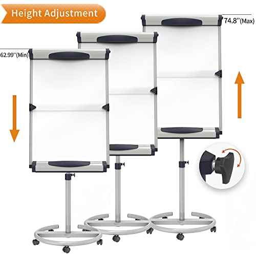 VIZ-PRO Dolphin Magnetic Mobile Whiteboard/Flipchart Easel, 28 X 40 Inches