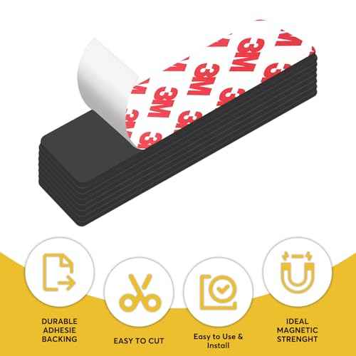Magnetic Tape with 3M Strong Adhesive Backing,1x3" 12PCS,Flexible Self Adhesive Magnets,Magnetic Tape Flat Rubber Magnet Strip,Available for DIY Crafts,Art Projects,Photo and Picture etc