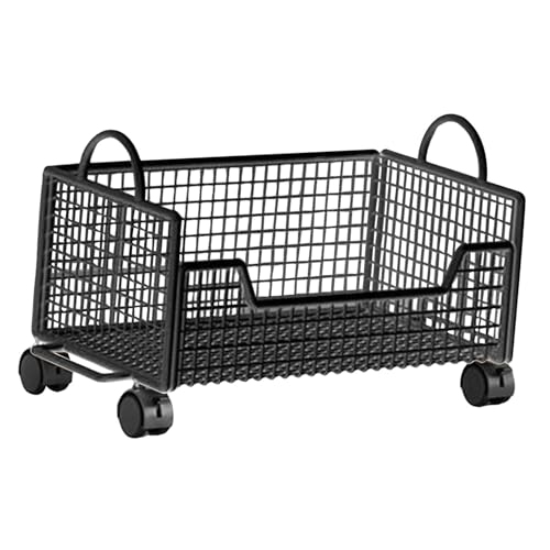 Milageto Black Rolling Book Cart with Wheels – 16.54 x 9.45 x 10.24 in Multifunction Mobile Storage