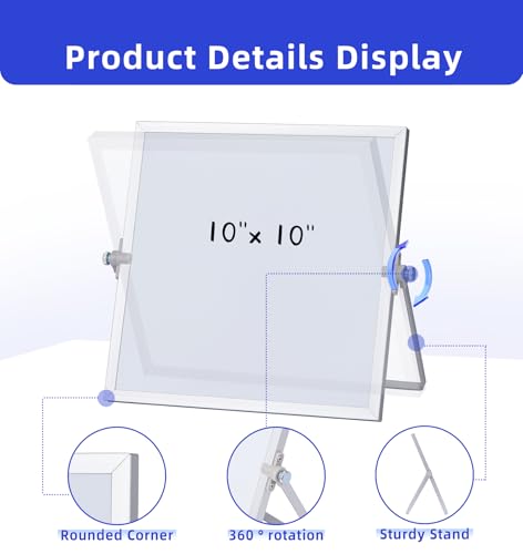 10x10 Inch Magnetic Whiteboard with Stand - Small Dry Erase Board for Office & Home