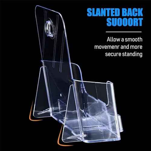 Remerry 4 Set 6.5 Inch Wide Acrylic Brochure with Business Card Holder, Bifold Clear Brochure Display Stand Flyer Literature Magazine Pamphlet Booklet Holder for Desk or Wall Mount Display