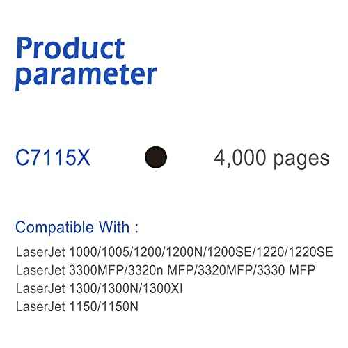 EASYPRINT Compatible 7115x Toner Cartridge Replacement for 15X C7115X Used for 1000/ 1005/ 1200/ 1200N/ 1200SE/ 1220/ 1220SE/ 3300/ 3320n/ 3320/ 3330 MFP Printer, (1 Black)