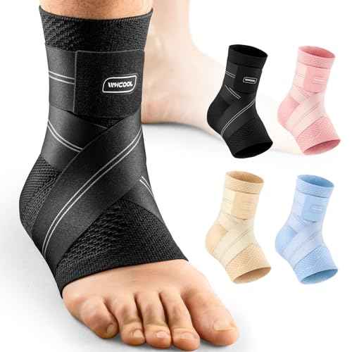 Flat Knitting Ankle Brace For Women&Men, 7-Zone Dynamic Compression Sleeve w/Flex Strap,Foot Support For Sports, Sprained Ankle, Achilles Tendonitis, Plantar Fasciitis Relief(Pack of1)XL, Black