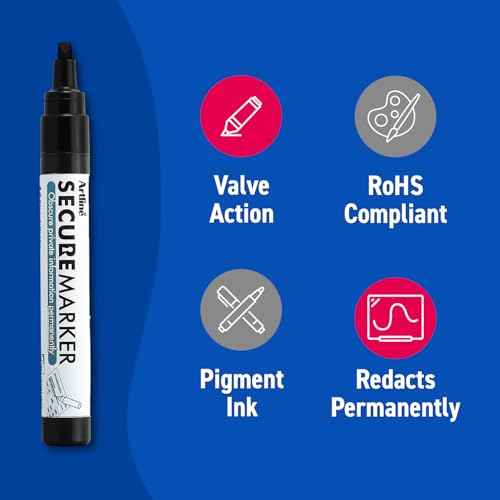 Artline Redaction Marker Privacy Blackout Redacting Pen for Documents & Mail, Black Out Private Information, Redacting Marker Helps Prevent Identity Theft, 12 Pack