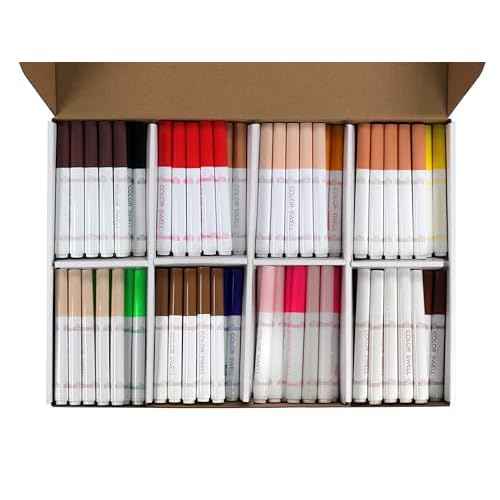 Color Swell Bulk Broad Line Markers, 288 per Pack, Skin Tone Colors, Non-Toxic Washable