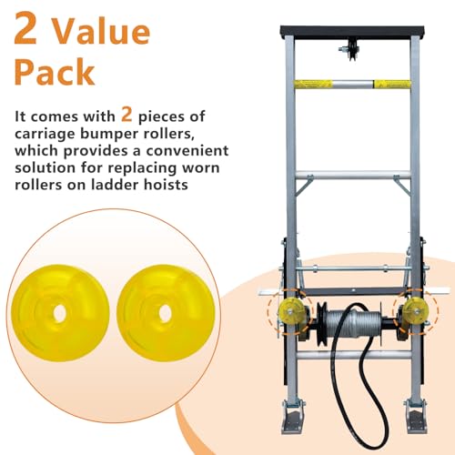 48358 Carriage Stop Roller Yellow Bumper Stop Replacement Parts for TranzSporter TP-250 and TP-400 Ladder Hoist (2 Pack)