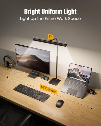 SUPERDANNY Stable Base Black LED Desk Lamp for Home Office - Eye-Caring