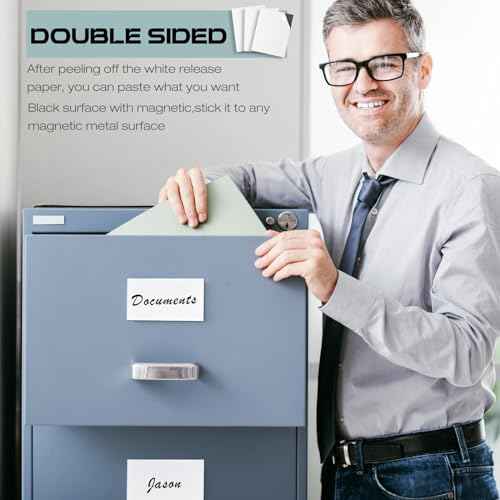 Xuhal 100 Pcs Magnetic Adhesive Sheets Black Magnetic Sheets with Adhesive Backing Flexible Self Paper Easy to Cut for Craft Board Photo Fridge (4 x 6 Inch)
