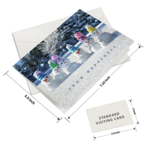 easykart labels 72 Christmas Greeting Cards with Envelopes, Snow Happiness Designs | 7.25 x 5.5 Inch Merry Christmas Cards with Seal Stickers For Friends, Family and loved Ones