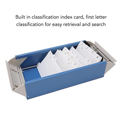 Index Card Box,Card File Holder Organizer Metal Base Heavy Duty Enlarged Space Transparent Plastic Sliding Design Credit Card Box for Index Cards Acrylic