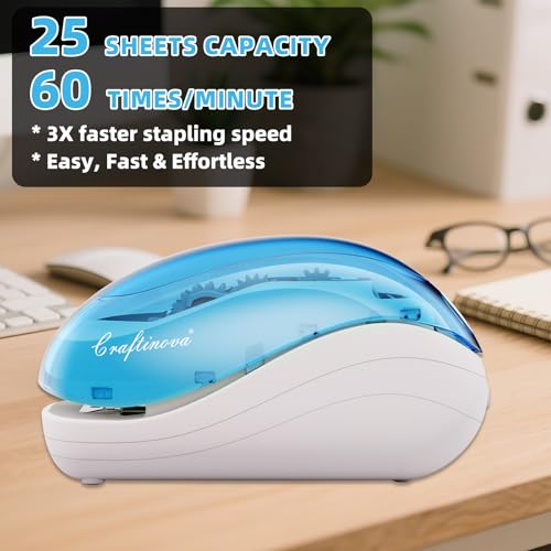 Blue Electric Stapler with 2000 Staples & Remover - Fast Office Binding