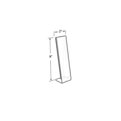 Azar Displays 112768 2" W x 8" H Vertical L-Shaped Sign Holder-10pk