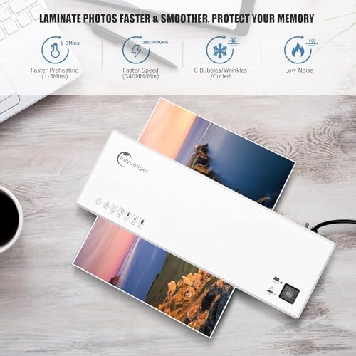 Laminator Machine with 40 Laminating Sheets, A4 Laminator Thermal and Cold with Paper Trimmer & Corner Rounder, 9-Inch Laminating Machine for Home School Office