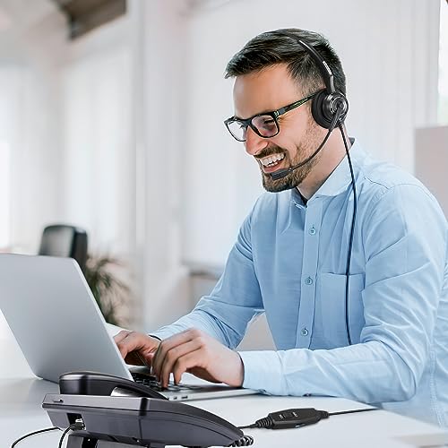 Phone Headset RJ9 with Microphone Noise Cancelling & Mute Switch, Telephone Headset Compatible with Polycom VoIP VVX311 VVX411 VVX310 VVX410 VVX300 VVX400 VVX401 VVX501ShoreTel 230 Landline Phone