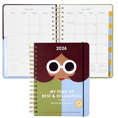 kate spade new york Daily Planner 2026 Large Agenda January-December 2026, Hardcover Weekly and Monthly Spiral Planner with Stickers (Book Club)