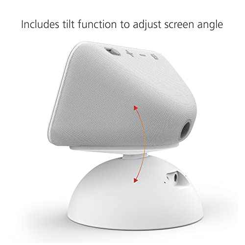 Mission 2-in-1 Tilt & Battery Stand for Echo Show 5 (3rd Gen, 2023 Release) (Make Your Echo Show Portable) - Glacier White