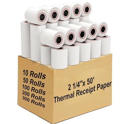 Coopaty 2 1/4''x 50' Thermal Receipt Paper for POS and Cash Register (100 Rolls)