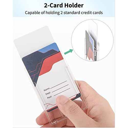 Pawfly 2 Pack Vertical 2-Card Badge Holder with Thumb Slot Hard Transparent PC Case Protector for Office School IDs Credit Cards Driver¡¯s Licenses and Passes