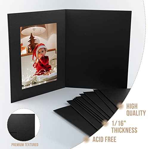 Golden State Art, Pack of 100, 4x6 Photo Folders, Cardboard Picture Frame, Paper Frame Cards, Greetings/Invitation Special Events: Graduation, Christmas, Wedding (Black)