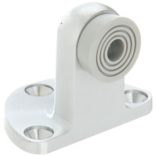 Rockwood 481H.26D Brass Door Stop, #12-24 x 1" FH MS Fastener with Lead Anchors, 2-1/2" Base Width x 1-3/4" Base Length, 2-1/4" Height, Satin Chrome Plated Finish