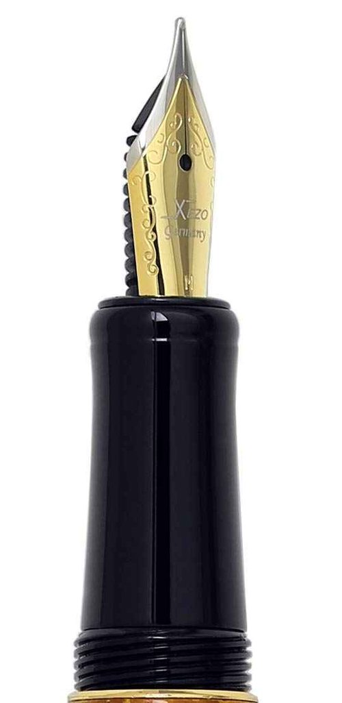 Xezo Phantom Fountain Pen, Medium Nib. Autumn Brown Enamel with 18 Karat Gold Plating. Hand-Enameled, Limited Edition, Serialized. No Two Alike